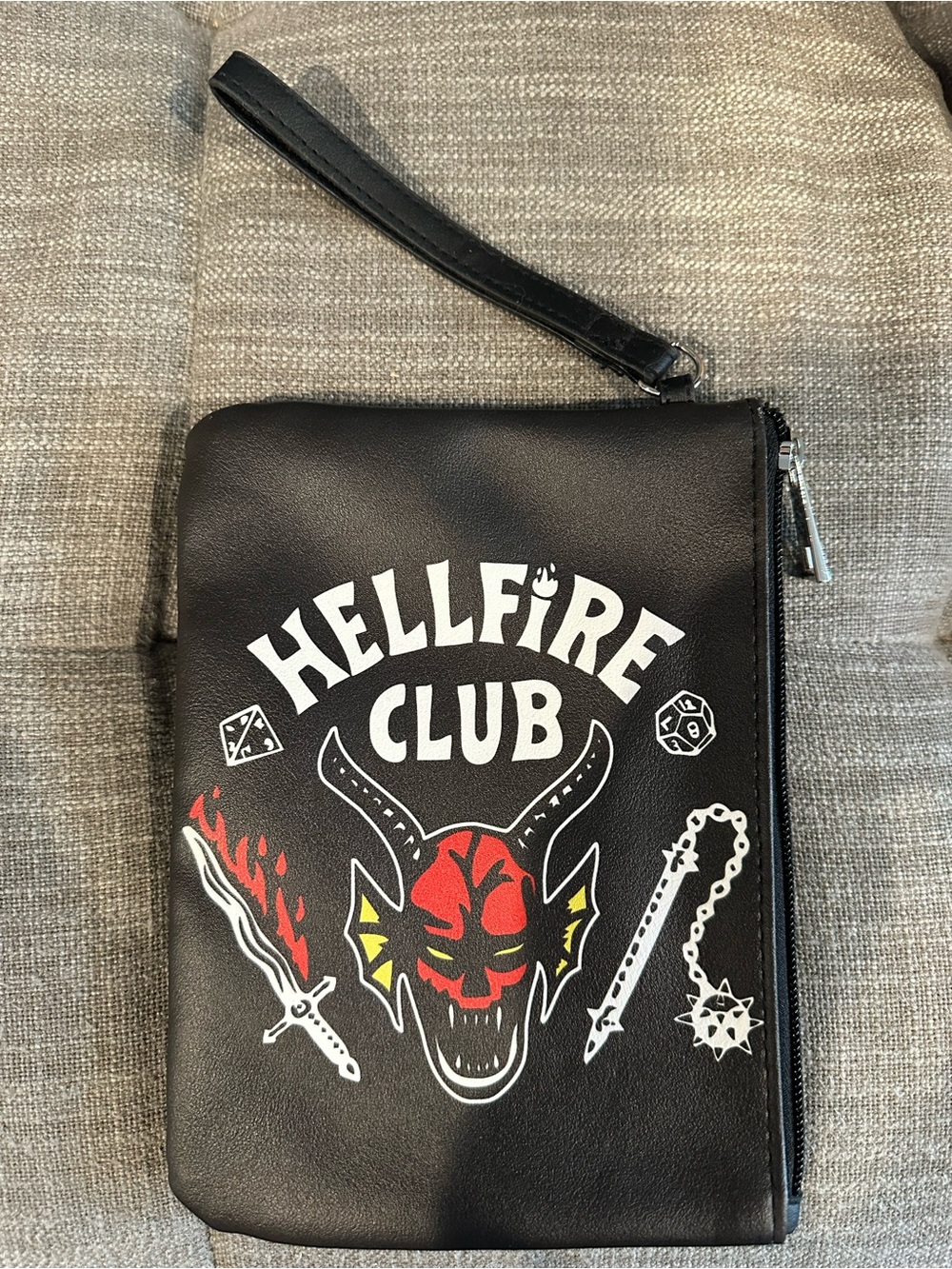 Hellfire Club Black Leather Wristlet Pouch